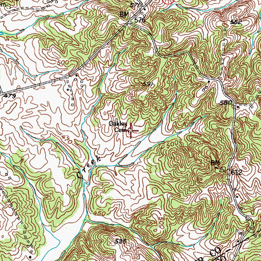 Topographic Map of Oakley Cemetery, KY