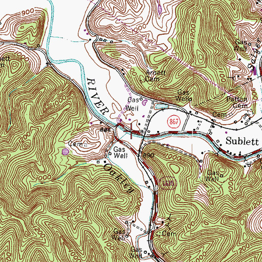 Topographic Map of Oakley Creek, KY