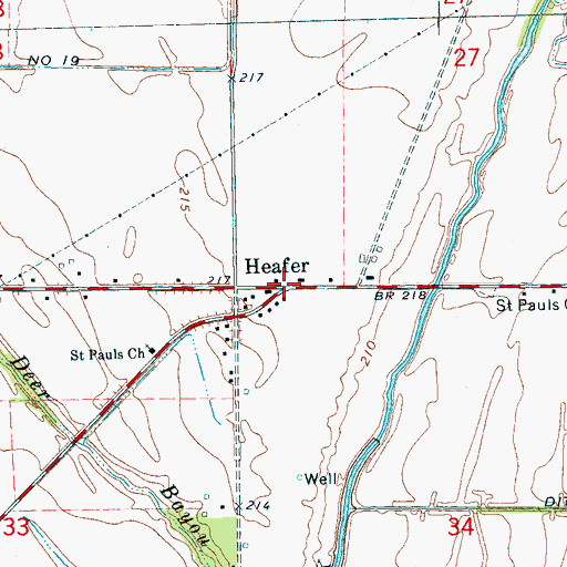 Topographic Map of Heafer, AR