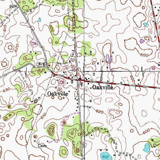 Topographic Map of Oakville, KY