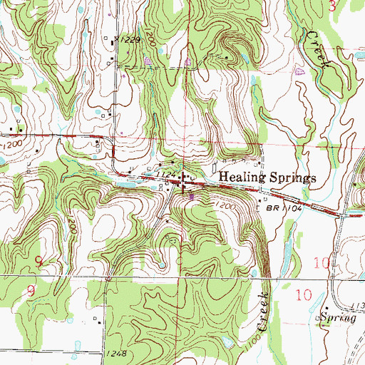 Topographic Map of Healing Springs, AR