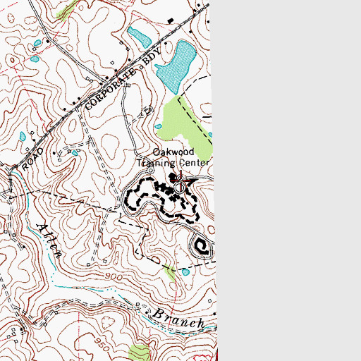 Topographic Map of Oakwood Training Center, KY