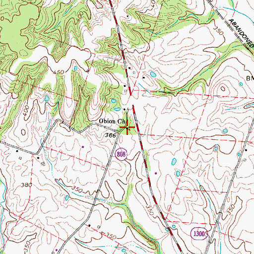 Topographic Map of Obion Church, KY