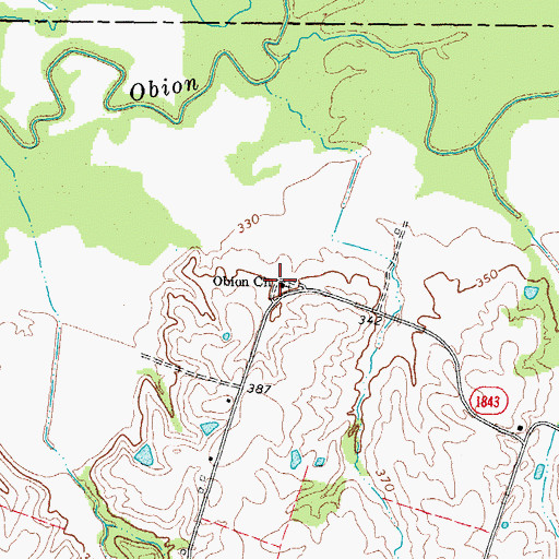 Topographic Map of Obion Church, KY