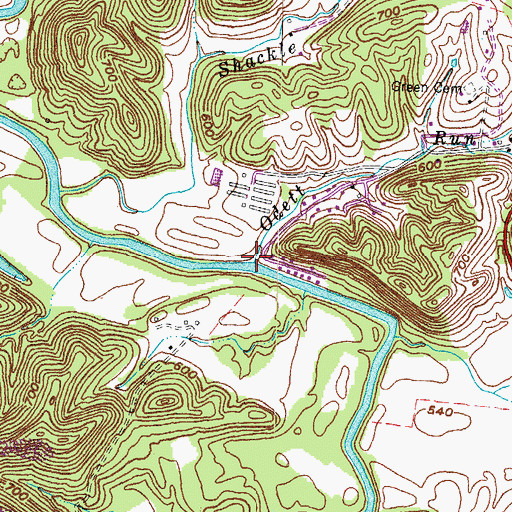 Topographic Map of Odett Run, KY