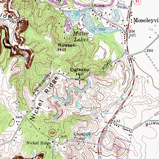 Topographic Map of Oglesby Hill, KY