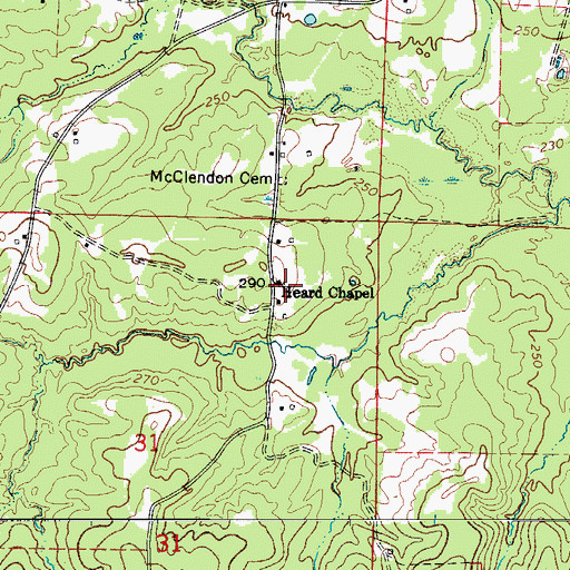 Topographic Map of Heard Chapel, AR