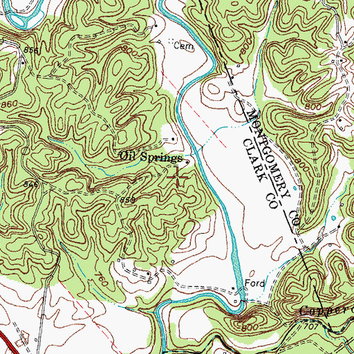Topographic Map of Oil Springs, KY