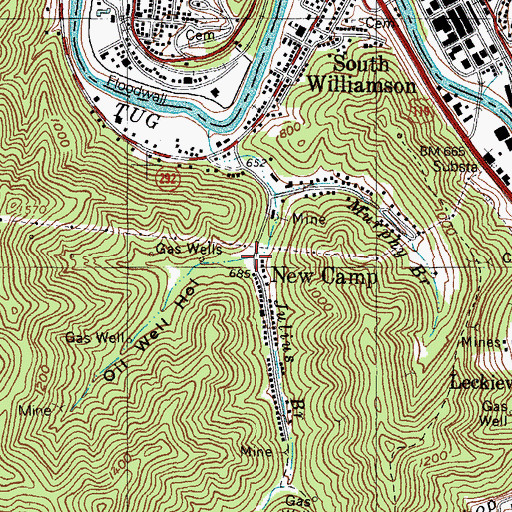 Topographic Map of Oil Well Hollow, KY