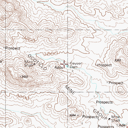 Topographic Map of Geyser Dam, AZ