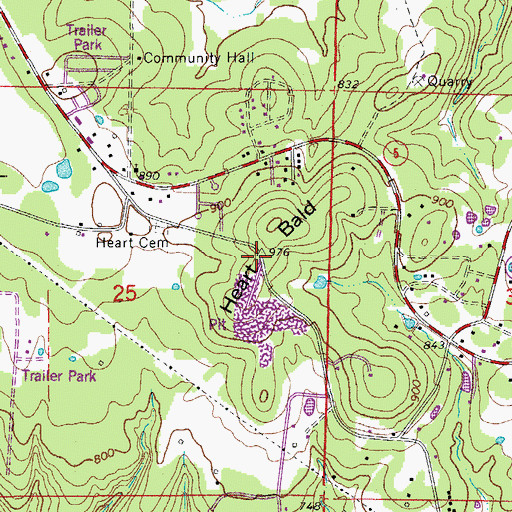 Topographic Map of Heart Bald, AR