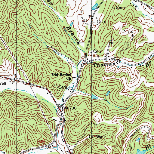 Topographic Map of Old Bethel Church, KY