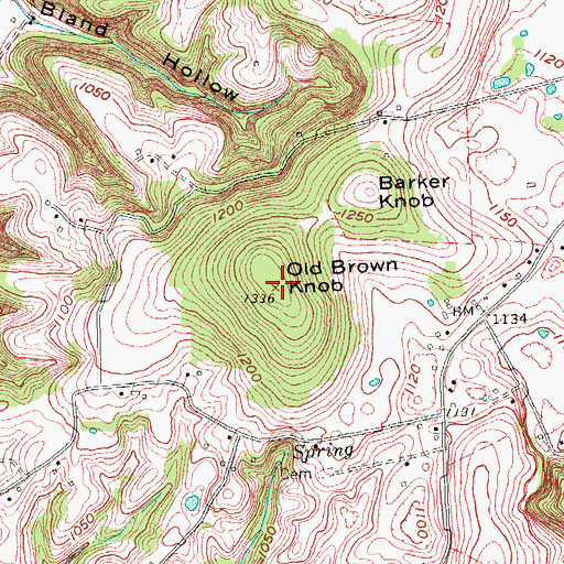 Topographic Map of Old Brown Knob, KY