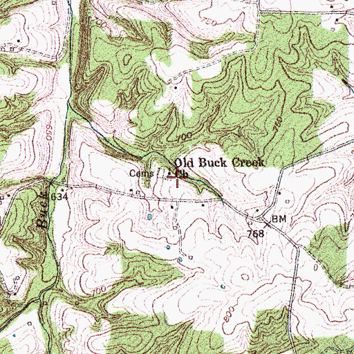 Topographic Map of Old Buck Creek Church, KY