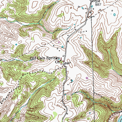 Topographic Map of Old Cain Springs Church, KY