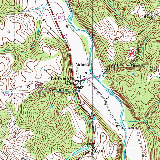 Topographic Map of Old Cedar Church, KY