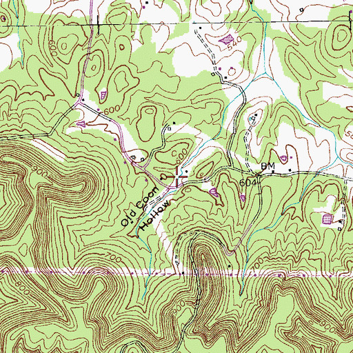 Topographic Map of Old Coon Hollow, KY