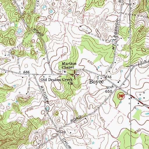 Topographic Map of Old Drakes Creek Church, KY