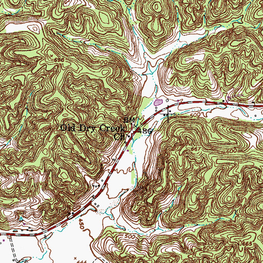 Topographic Map of Old Dry Creek Primitive Baptist Church, KY