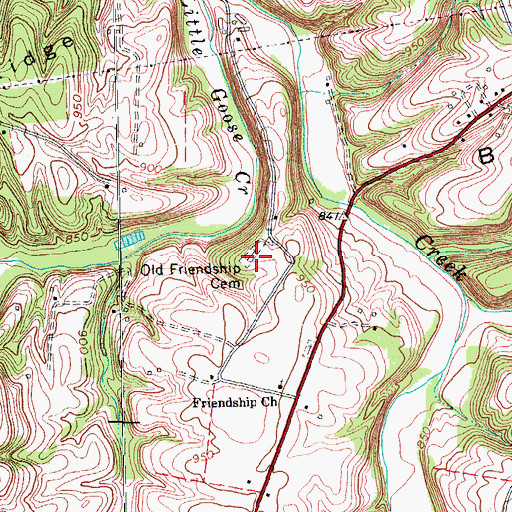 Topographic Map of Old Friendship Cemetery, KY