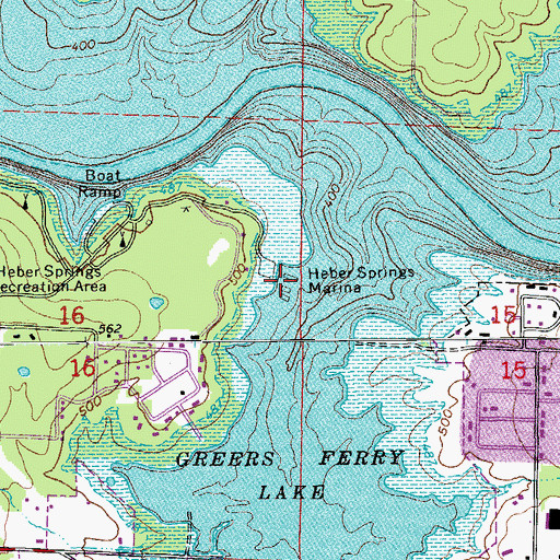 Topographic Map of Heber Springs Marina, AR
