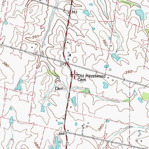 Topographic Map of Old Hazelwood Cemetery, KY