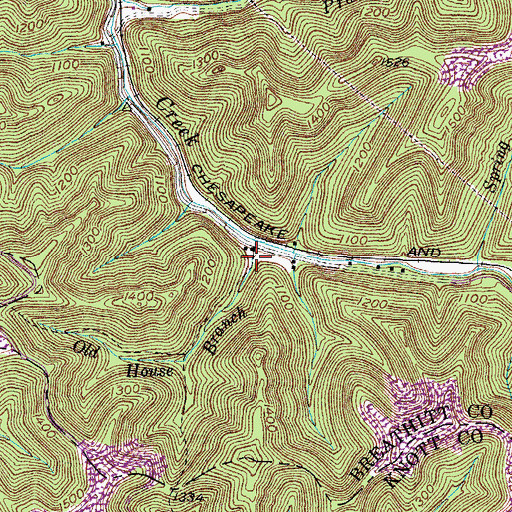 Topographic Map of Old House Branch, KY