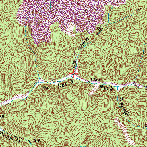 Topographic Map of Old House Branch, KY