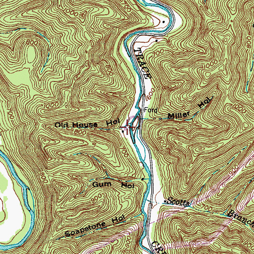 Topographic Map of Old House Hollow, KY