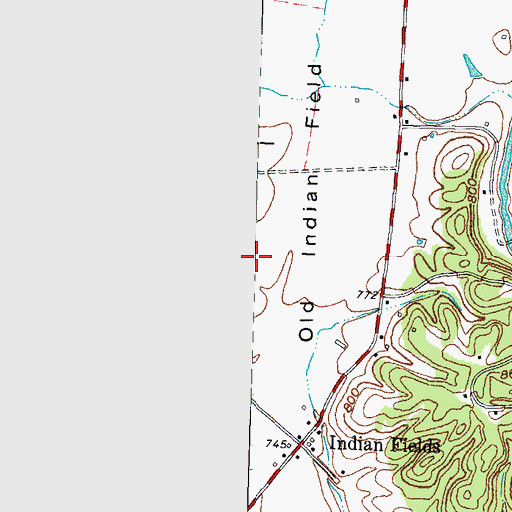 Topographic Map of Indian Old Fields, KY