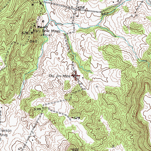 Topographic Map of Old Jim Mine, KY