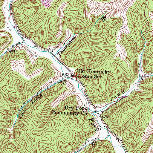 Topographic Map of Old Kentucky Home School, KY