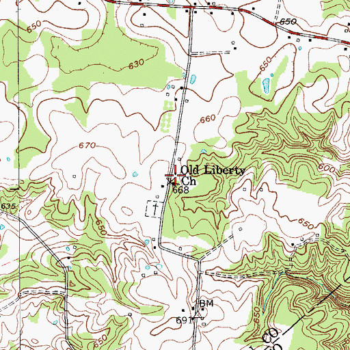 Topographic Map of Old Liberty Church, KY