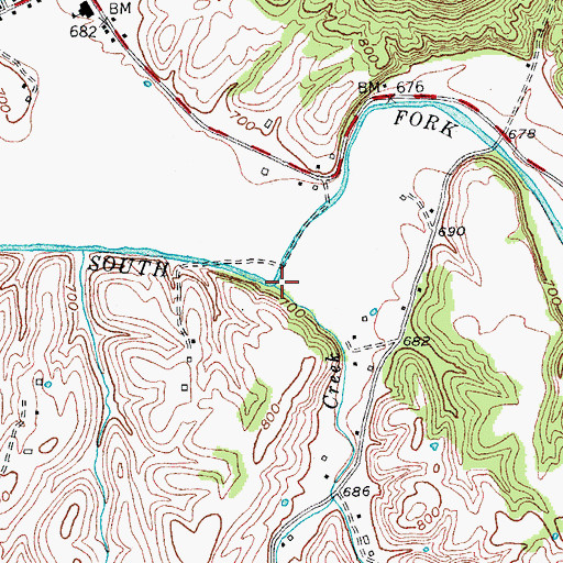 Topographic Map of Old Lick Creek, KY