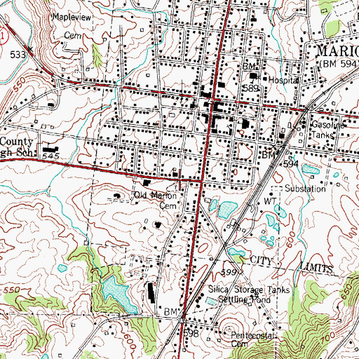 Topographic Map of Old Marion Cemetery, KY