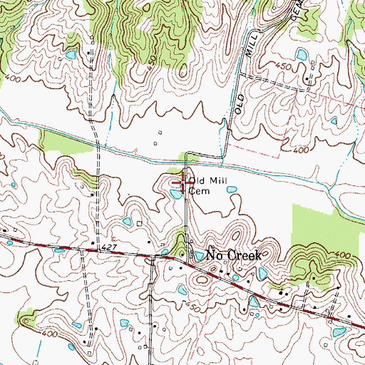Topographic Map of Old Mill Cemetery, KY