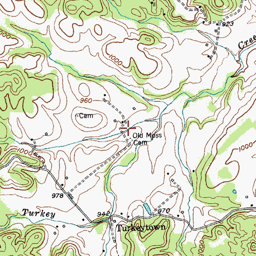 Topographic Map of Old Moss Cemetery, KY
