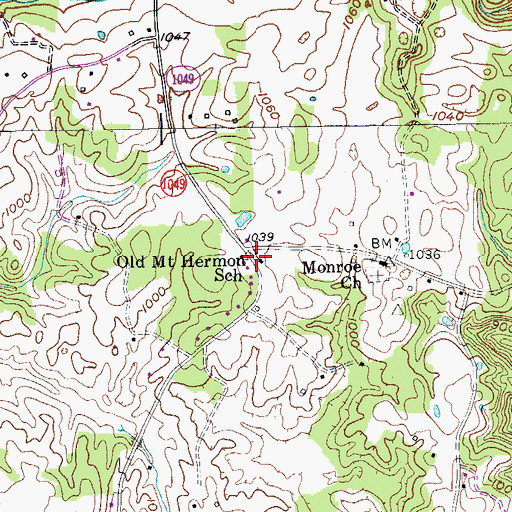 Topographic Map of Old Mount Hermon School, KY