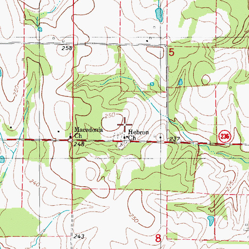 Topographic Map of Hebron Church, AR