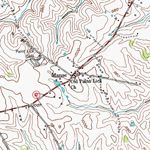Topographic Map of Old Paint Lick Presbyterian Church, KY