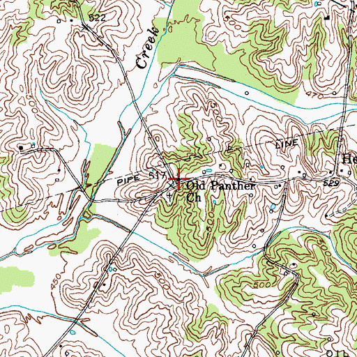 Topographic Map of Old Panther Church, KY