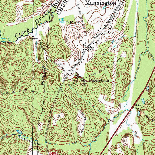 Topographic Map of Old Petersburg Church, KY