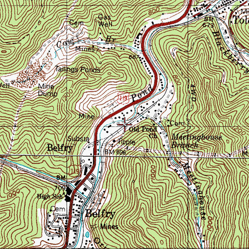 Topographic Map of Old Pond Church, KY