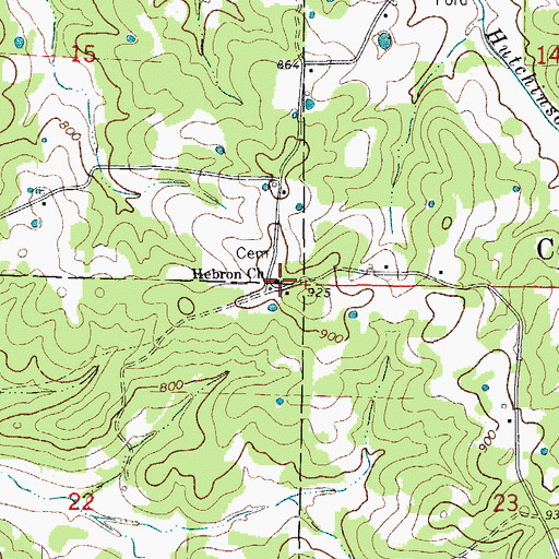 Topographic Map of Hebron Church, AR