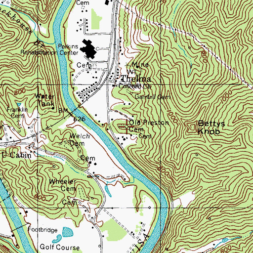 Topographic Map of Old Preston Cemetery, KY