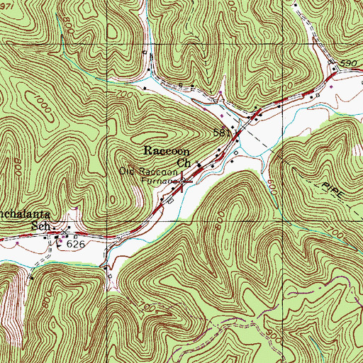 Topographic Map of Old Raccoon Furnace, KY