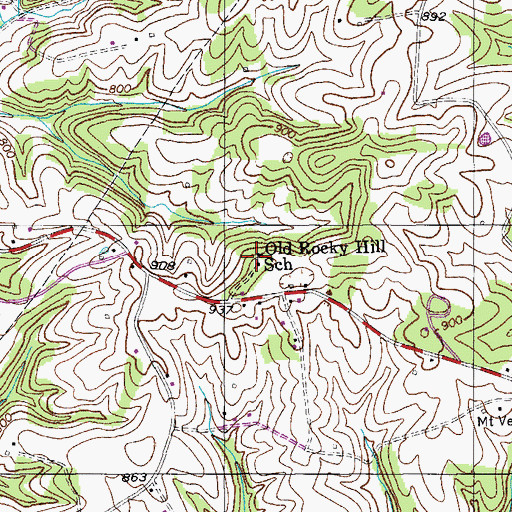 Topographic Map of Old Rocky Hill School, KY
