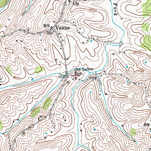 Topographic Map of Old Salem Cemetery, KY
