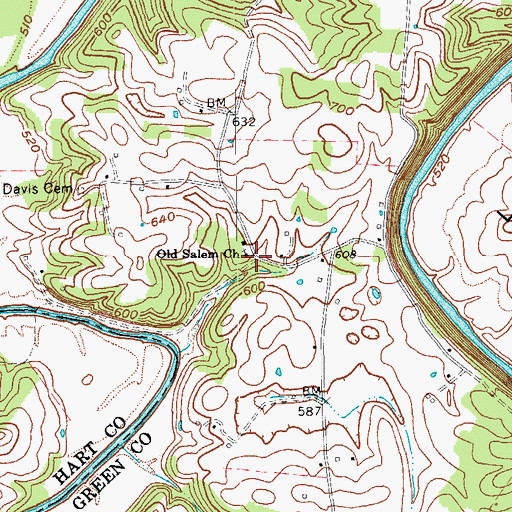 Topographic Map of Old Salem Church, KY