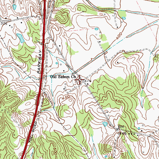 Topographic Map of Old Salem Holiness Church, KY